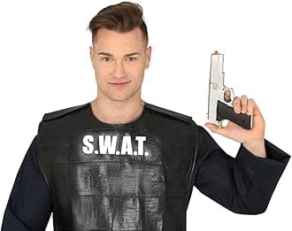 FIESTAS GUIRCA | Silver Toy Gun (9.4 in) - Fancy Dress Accessory for Police, Military or Robber - Ideal for Halloween, Carnival and Fancy Dress Parties - Suitable for All Users - Silver