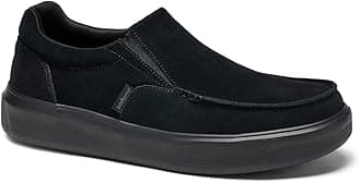 Men's Orthopedic Slip On Loafers Walking Shoes: Orthotic Comfy Boat Shoes, Plantar Fasciitis Shoes for Olders, Comfortable Leather Driving Footwear for Ankle Pain Black Size 11.5