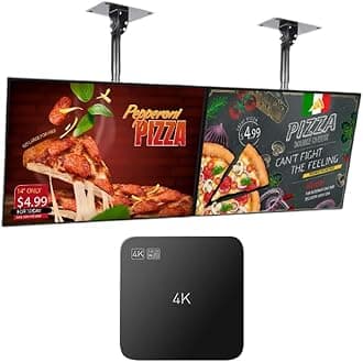 YM05 Digital Signage Advertising Display Box, Commercial AD Media Player for Business, Portable, Customizable AD, HDMI Input, WiFi Enabled, USB Playback