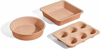 Wonder Oven Baker’s Kit – 3-Piece Toxin-Free Ceramic Nonstick Bakeware Set (20cm Round, 20cm Square, 6-Cup Muffin Pan) - Oven-Safe up to 232°C - Spice