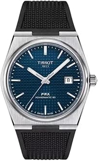 PRX Powermatic 80, Swiss Automatic Watch for Men, Stainless Steal Case, Rubber Strap, Blue Dial (T1374071704100)