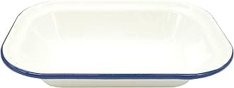 Zenker Enamel Small Oblong Pie Dish, Vintage Design, Suitable for Oven and Stove, Dishwasher Safe, Oven Tray, Pie Tin, Dimensions, 22x16.5x5cm, Colour: White, Blue