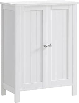 Floor Storage Cabinet, Freestanding Storage Unit with 2 Adjustable Shelves, for Bathroom Living Room Dining Kitchen, 11.8 x 23.6 x 31.5 Inches, Cloud White UBCB60WV1