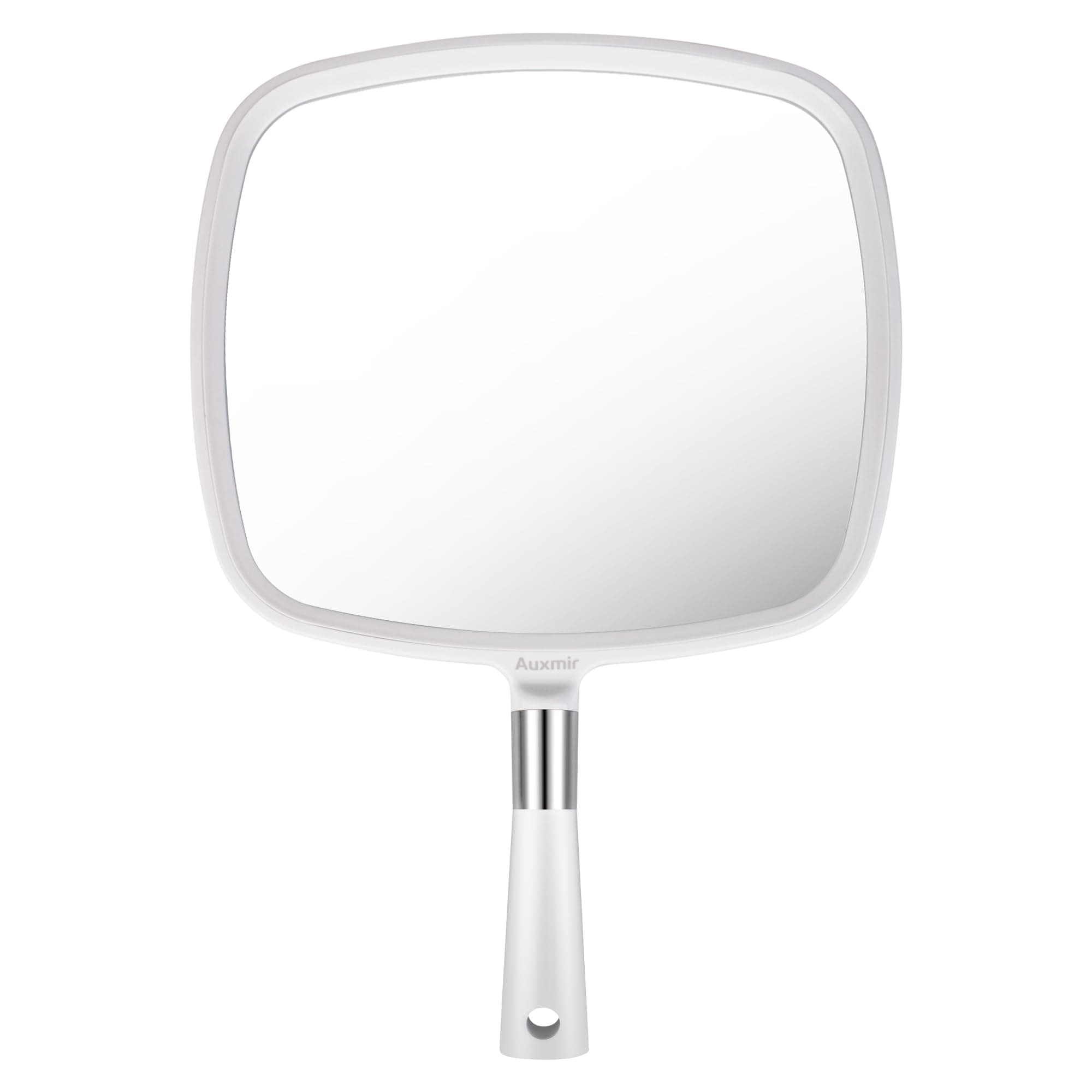 Auxmir Hand Mirror, Handheld Mirror with Handle for Makeup, Small Compact Mirror for Barber Shaving, Hairdressing, Dental Offices, Hair Cutting and Makeup Application, White