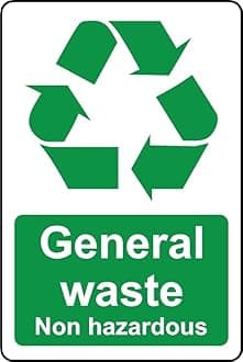 Non hazardous general waste safety sign - Self adhesive sticker (100mm x 150mm)