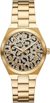 Lennox Round Shape Analog Quartz Watch for Women, 37 mm Diameter, Gold/Black