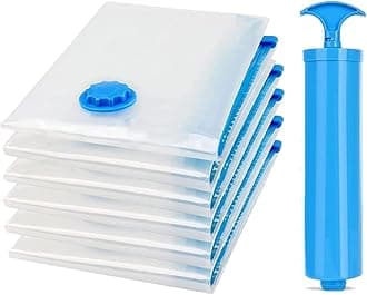 SKY-TOUCH Vacuum Storage Bags Large 6 pack with Suction Pump, 70 x 100 cm Reusable Compression Bags Space Saver, Vacuum Bag for Packing,Clothes, Bedding, Travel