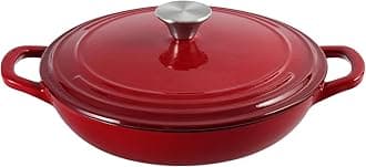 Braiser Enameled Cast Iron Braiser 2.25 qt Braiser Pan with Lid Red Shallow Cast Iron Casserole Braiser Pan with Handels