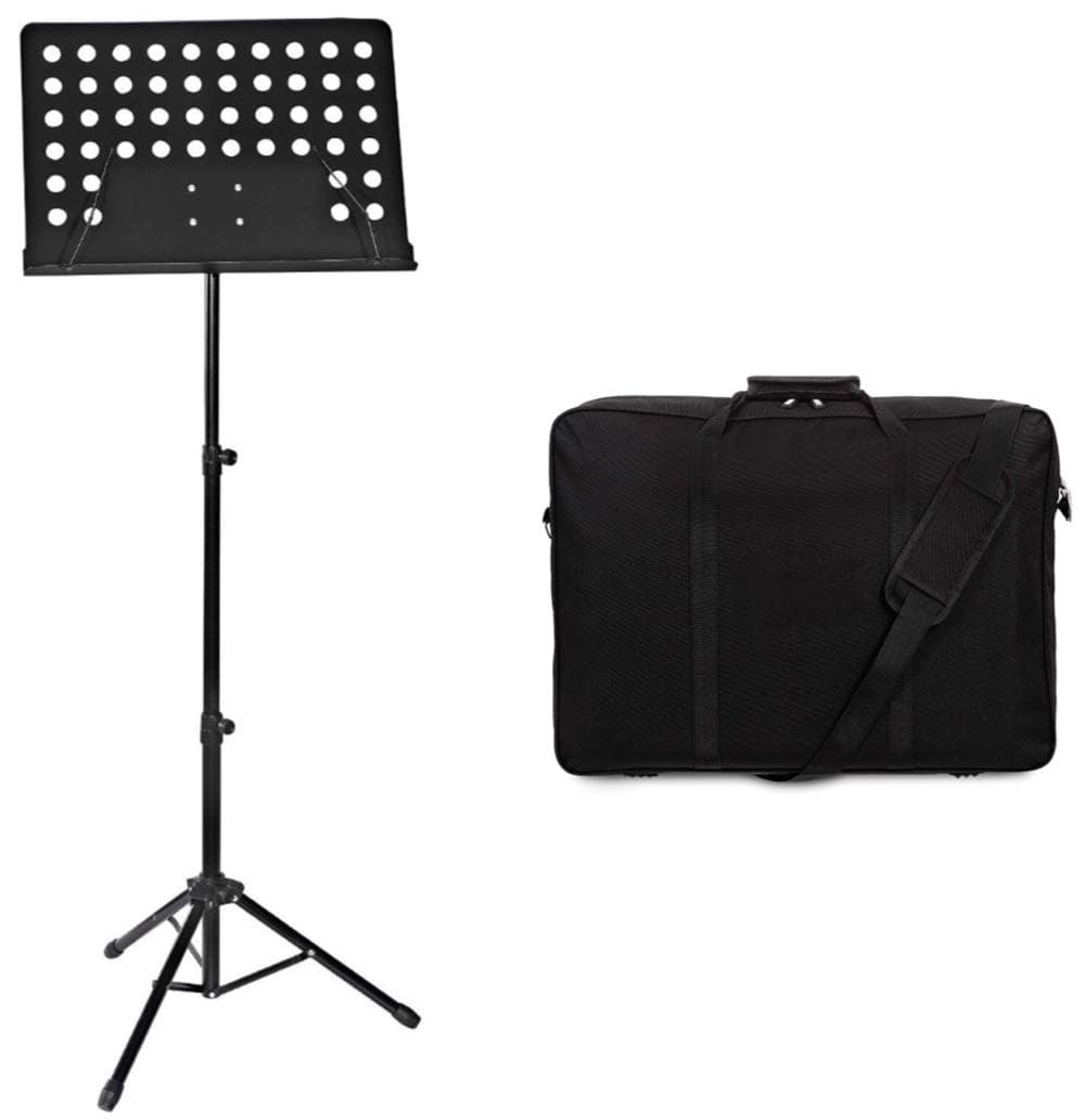 ADEPTNA Heavy Duty Designed Fully Adjustable Music Sheet Stand with High Quality Orchestral Sheet Music Stand Carrying Bag