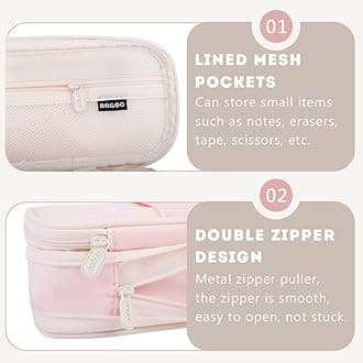 EASTHILL Large Capacity Pencil Case Large Pencil Pouch Stationery Pen Bag for Teen Girls, Pink, Travel Accessories