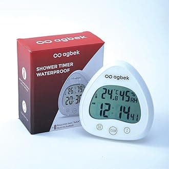Shower Timer Waterproof – Large LED Display for Bathroom – Digital Wall Clock,Fog-Proof, Battery Operated with Temperature Display – Modern Design, Ideal for Shower – Easy to Install