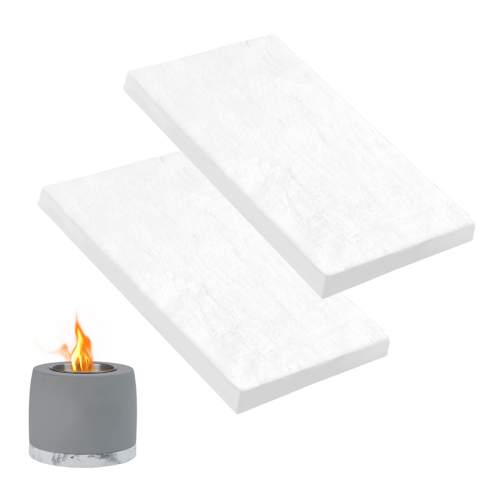 2PACK Ceramic Wool for Fire Pit & Fireplace Inserts - Extend Burn Time & Improve Insulation - Perfect for Small Fireplaces & Tabletop Fire Pit (12" D x 8" W x 1" H) - Fireproof Insulation
