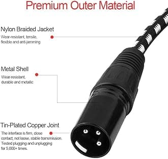 Short XLR Cables, Microphone Cable 2ft Feet 6 Pack, Mic Cord Braided Balanced 3 Pin Connector Male to Female for Mixer, XLR Speaker Systems ect