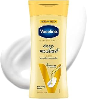 Vaseline Deep Moisture Body Lotion with Ceramide Hyaluron Moisture Fillers | 10X More Moisture for Cushion Soft Glowing Skin | For Dry Skin | Lightweight Non-Sticky Formula | 200ml