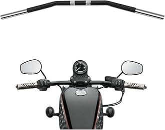 Alpha Rider Motorcycle Handlebars - 1 inch Drag Style Steel Handlebars Drag Bar Dimpled for Harley Sportster 883 1200 Nightster 07-later XL