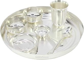 GoldGiftIdeas 12 Inch Silver Plated Dinner Set, Dinnerware Set, Buffet Dinner Set for Gift, Housewarming Gift