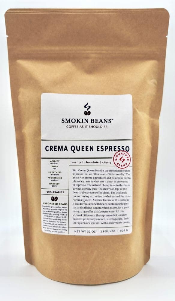 2-Pound Crema Queen Espresso Washed Processing, Unroasted Green Coffee Beans, Fresh Current Crop Specialty Grade, For Home Coffee Roasters