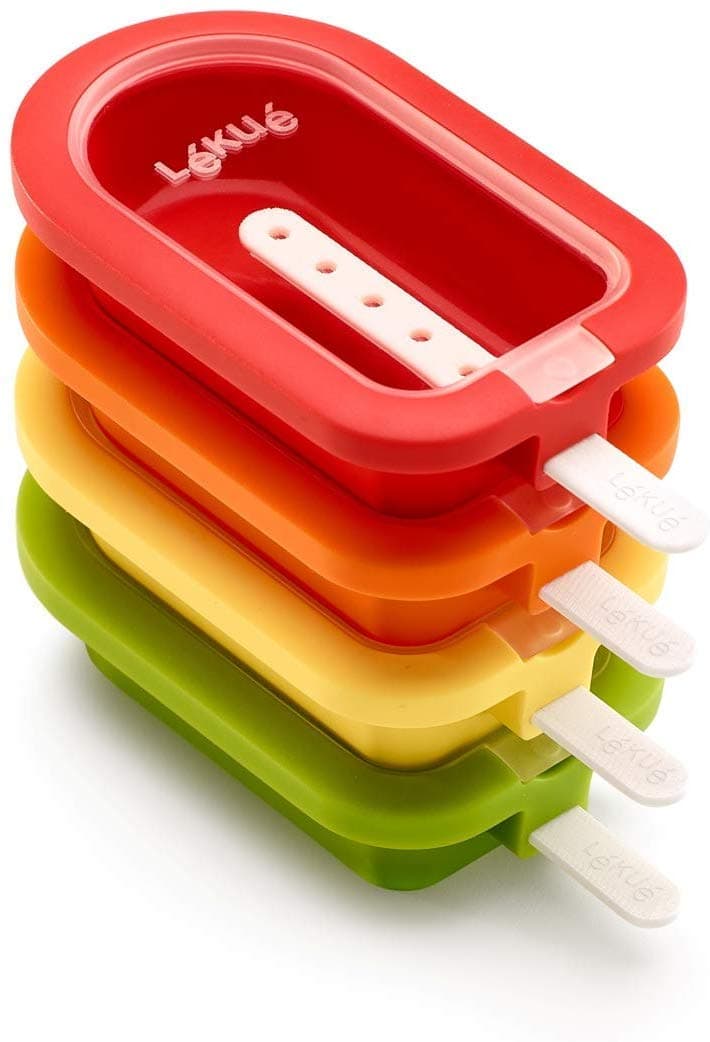 Lékué Pack 4 Classic Stackable Popsicle Molds, Red/Yellow, 16.5 x 7.5 x 2.6 cm
