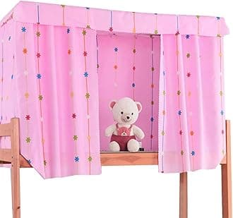 Pink Bed Canopy Bedding Curtain Blackout Cloth Single Sleeper Bunk Bed Tent 3pcs Curtain