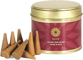 HOME Incense Cones Rose & Oud Luxury Oud / 20 Strong Scented Cones/Bakhoor alternative/Lasting Fragrance Aroma Natural Authentic Agarwood for Aromatherapy, Meditation & Stress Relief Refreshing