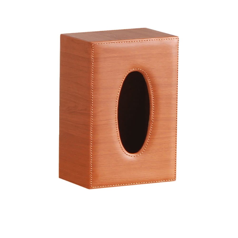 Vivian Rectangular PU Leather Tissue Box Holder Napkin Paper Box Case (19x13.5x9.5cm, Light Brown)