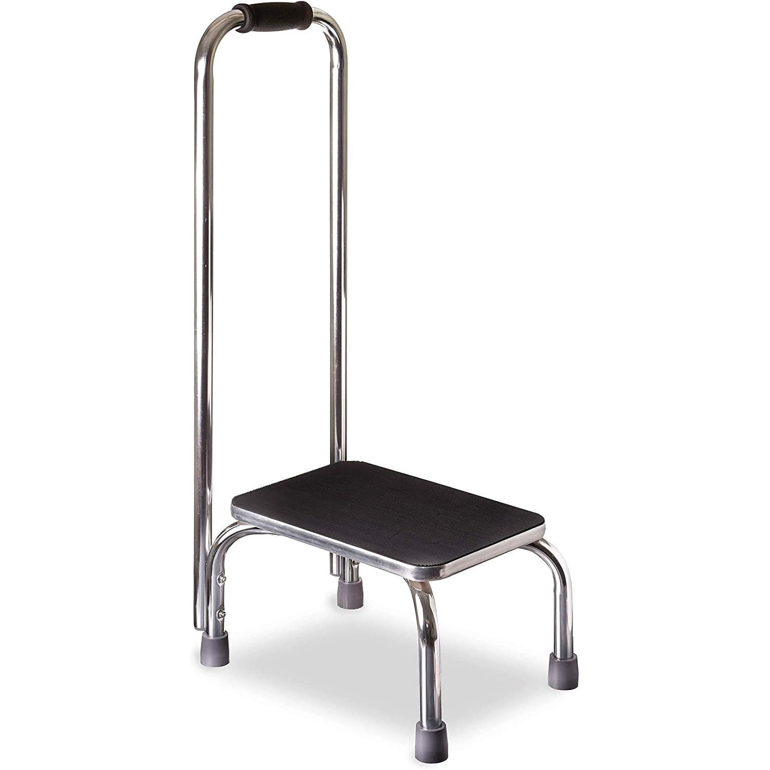 Duro-Med Step Stool with Handle, Silver and Black Medical Step Stool