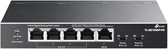 TL-SG1005P-PD 5-Port Gigabit Desktop Network Switch, PoE++/PoE+/PoE, 66W Budget, Black