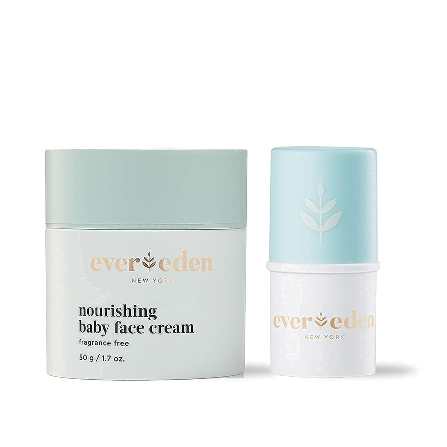 Evereden Dry Relief DUO - Face Cream (1.7oz) & Lip Balm (0.13oz) - Clean, Vegan & Easy to Use Toddler Chapstick & Baby Cream Bundle for Deep Soothing Hydration - Non-Greasy & Fragrance-Free
