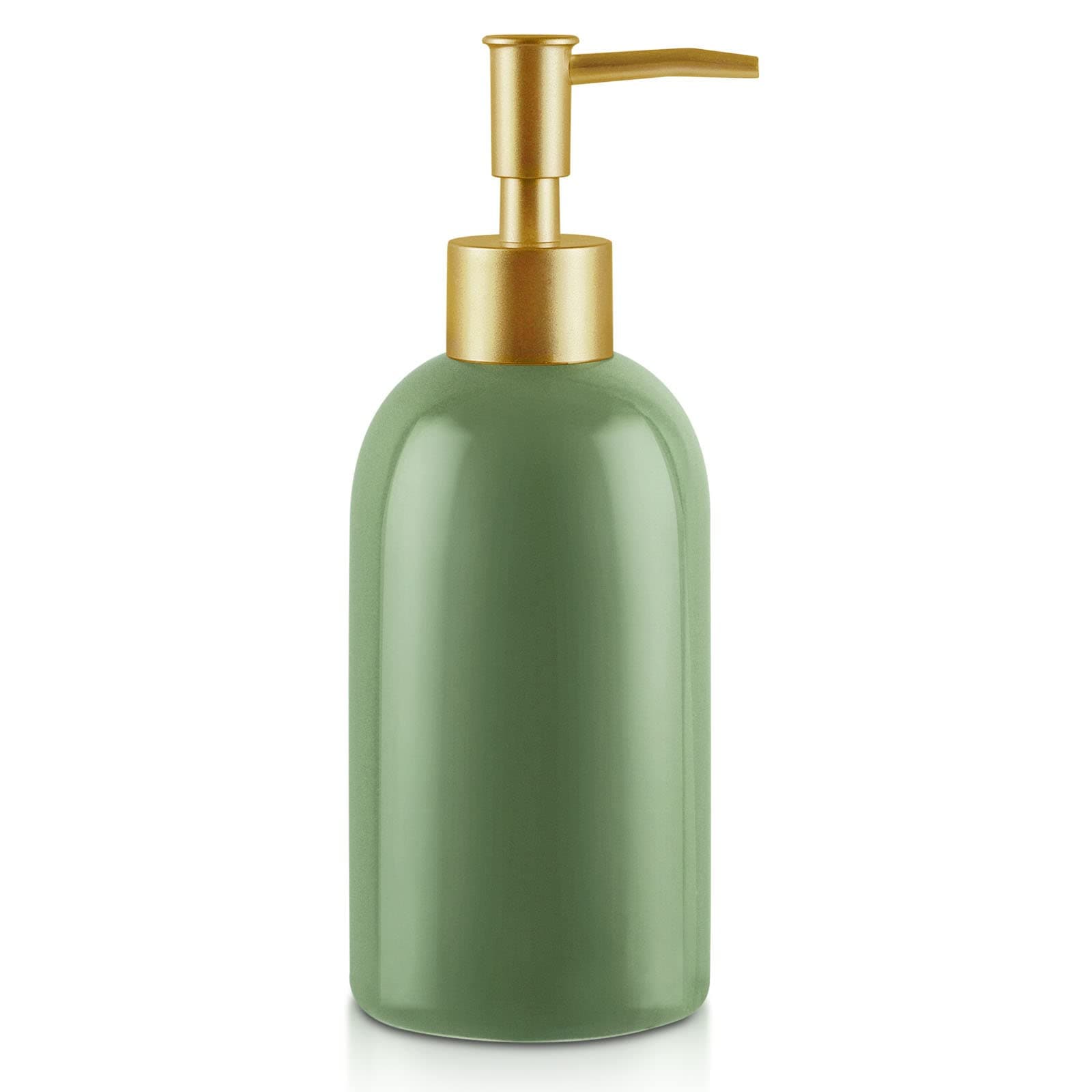Simple Style Soap Dispenser Refillable Ceramic Lotion Bottle for Liquid Organic Soap Hand Dispensers Soaps Shampoo Lotions (Green)