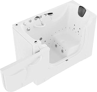 ANZZI Walk In Tubs PREMIUM 30"x60" Left Drain Wheelchair Accessible Walk-In Tub - 36 Jets, POWERED FAST DRAIN, V-Shape Back Massage, Gelcoat Construction | AMZ3060WCALWD