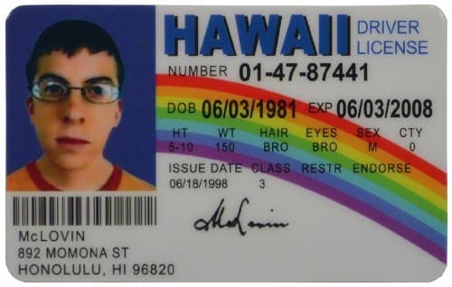 Mclovin Fake License ID Fun