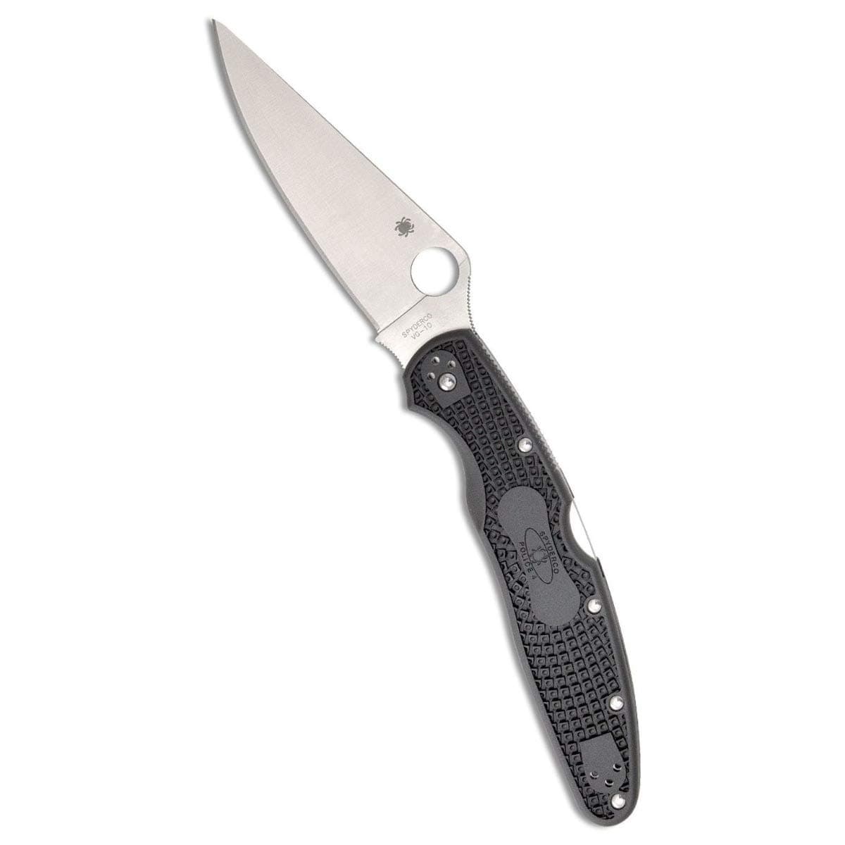 Spyderco Police 4 Lightweight Folding Pocket Knife with 4.3" VG-10 Steel Blade and FRN Handle - EDC Knife for Men and Women, Perfect for Hunting, Tactical, Camping, Survival - PlainEdge - C07PBK4