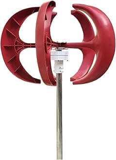 Wind Turbines Generator 5000W 8000W 10KW 48V 24V Vertical Generator Permanent Magnet Suspension Low Wind Start Household for Emergency Power Generation(Red,24V_8KW)