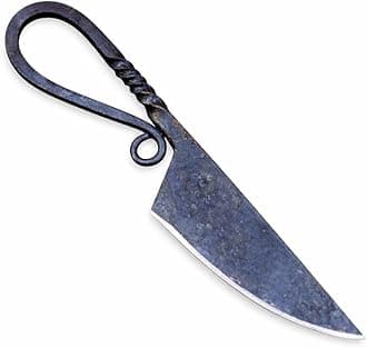 QUIKKLY Handmade Carbon Steel Pocket Hunting Knife – Hand Forged Vintage Blade with Leather Sheath, Custom EDC Outdoor Survival Knife Gift for Men