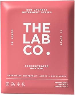 The Lab Co. Laundry Detergent Strips Washing Sheets | Eco Ultra-Concentrated | Non-Bio for Sensitive Skin | Non-Toxic Fragrance | EDC-Free | Lab-Tested | Energising Grapefruit Amber | 32 Loads