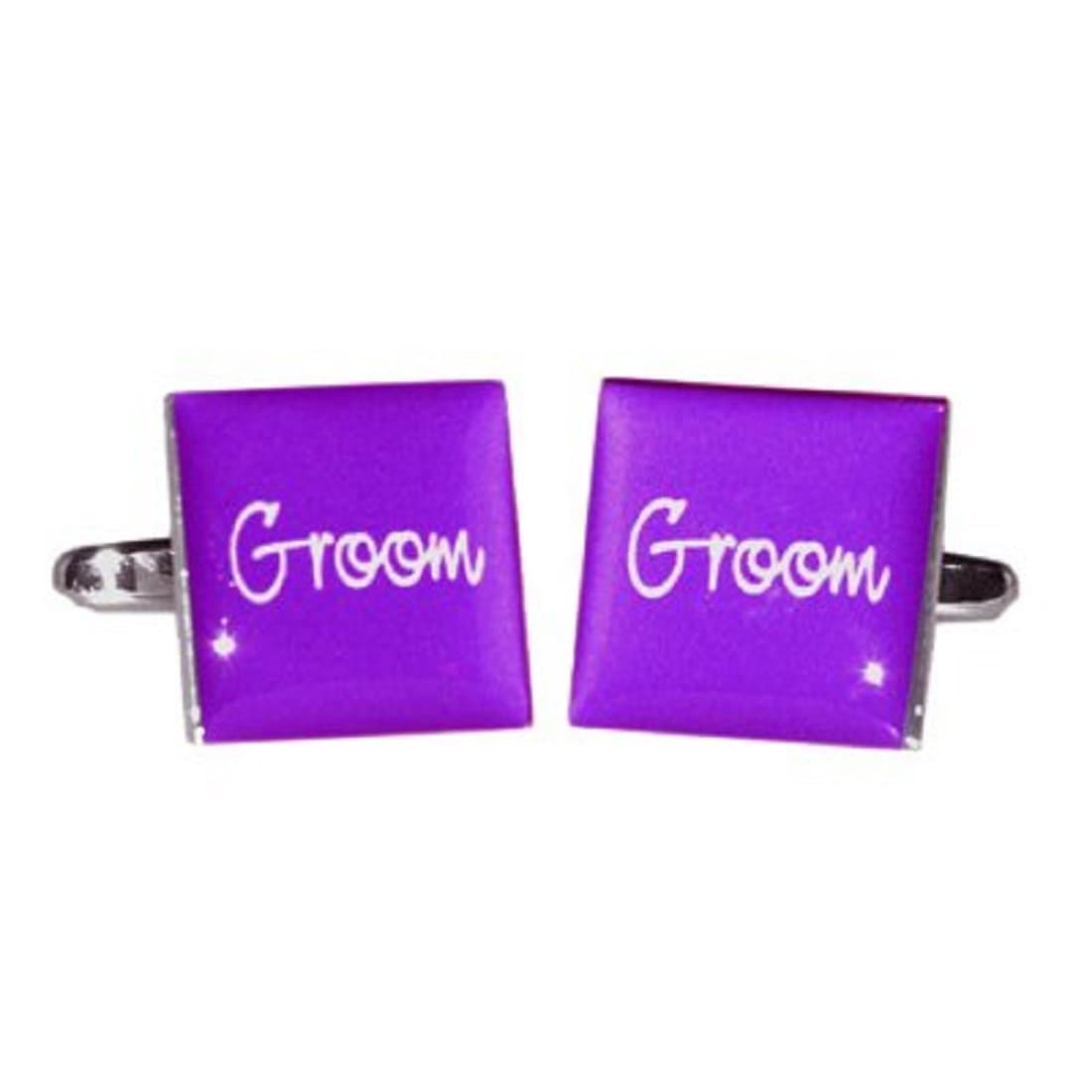 Groom Purple Square Wedding Cufflinks