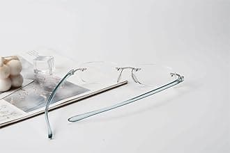 Eyekepper Small Lenes Rimless Reading Glasses Women - Frameless Reader Eyeglasses for Men Reading with Blue Arms +1.00