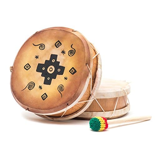 Peruvian Round Two-Sided Hand Drum - 8 in Chakana