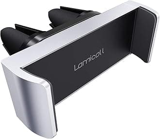 LamicallCar Phone Mount, Car Vent Holder : Universal Stand Cradle Holder Compatible with Phone 11 Pro Xs Max XR X 8 8P 7 7P 6S 6P 6, Samsung Galaxy S6 S8 S9 S8+ S9+ S10, Google, LG, Huawei -Silver