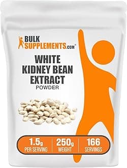 BulkSupplements.com White Kidney Bean Extract Powder - White Kidney Bean Powder - Herbal Supplement - Gluten Free, 1.5g per Serving, 250g (8.8 oz) (Pack of 1)