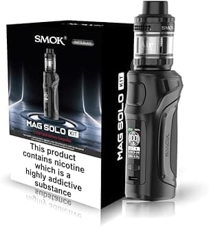 SMOK Mag Solo Vaping Kit, 100W Max, Run Nic Salts, Single Battery Compatibility I8650/2I700 (Not Included), E Cigarettes, E Cig, SMOK Vaping, Refillable and Rechargeable, No Nicotine (Matte Black)
