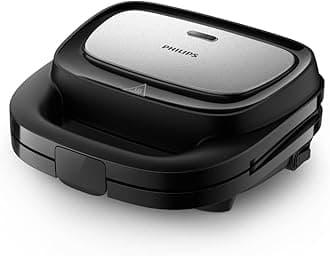 5000 Series Sandwich Maker - 750W, 3 Sets of different attachment plates, Removable nonstick plates for cleaning, Compact - HD2350/80