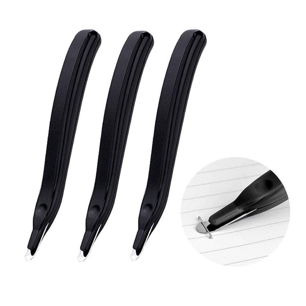 3 PCS Professional Magnetic Staple Remover Puller Rubberized Staples Remover Staple Removal Tool for School Office Home (Black)