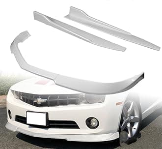 5pcs Combo Front Bumper Body Kit Lip + Side Skirt Extensions Diffuser Compatible with 2010-2013 Chevy Camaro V6 Model Only (Painted White)