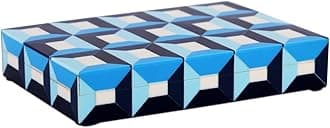 Handicrafts Home Blue Decorative Storage Box with Lid– Slim Rectangular Storage Box, Modern Resin Inlay Wooden Box, Remote Holder, Desk Organizer, Keepsake & Jewelry Box for Coastal Decor- 6x8x1.5