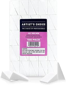 Artist's Choice 100 Pack Makeup Sponge Mini Applicator Wedges, Triangle Cosmetic Sponges for Foundation, Blush, Eye Shadow, Blending and Smoothing, Disposable, Latex Free