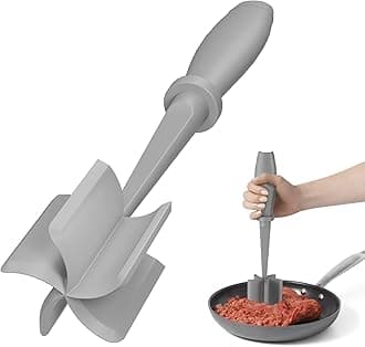 Meat Chopper, Hamburger Grinder, Premium Heat Resistant Smasher for Ground Beef, Burger Grinder Nylon Potato Mix Tool-Grey