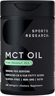 MCT Oil Capsules derived from Coconut Oil | Keto Fuel for The Brain & Body | High Potency 3000 mg | Derived from Non-GMO Coconuts (120 Softgels)