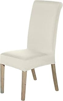 High-Back Chair Covers for Dining Room Chairs – Spandex Stretch, Universal Armless Chair Protective Slipcover, Removable & Washable for Kitchen, Wedding, Party, Banquet & Hotel, Ivory, Pack of 2