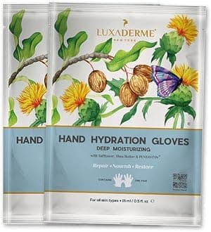 - LuxaDerme Hand Hydration Gloves for Dry & Dehydrated Hands | Korean Moisturizing Hand Gloves with Shea Butter to Deeply Hydrate & Repair Rough Skin | Nourishes Nails & Cuticles | At-Home Manicure | Vegan Skincare for Men & Women (Pack of 2)